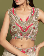 METALLIC FUSION CAPE LEHENGA ENSEMBLE