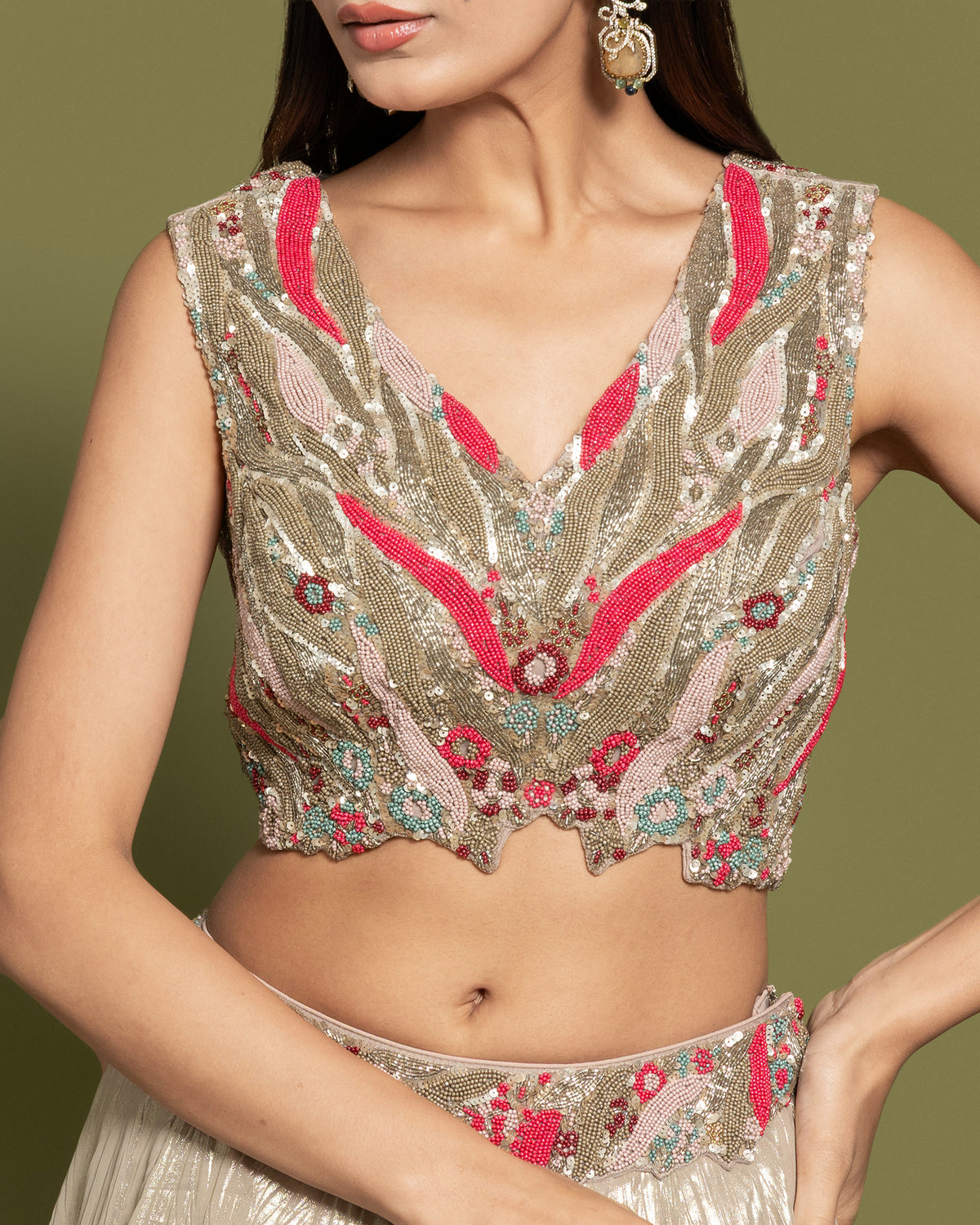 METALLIC FUSION CAPE LEHENGA ENSEMBLE