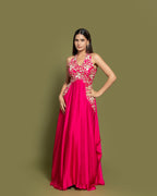 FUSCHIA PINK EMBELLISHED INDO-WESTERN GOWN