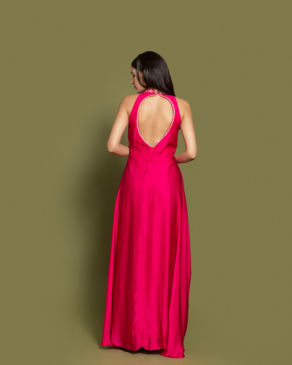 FUSCHIA PINK EMBELLISHED INDO-WESTERN GOWN
