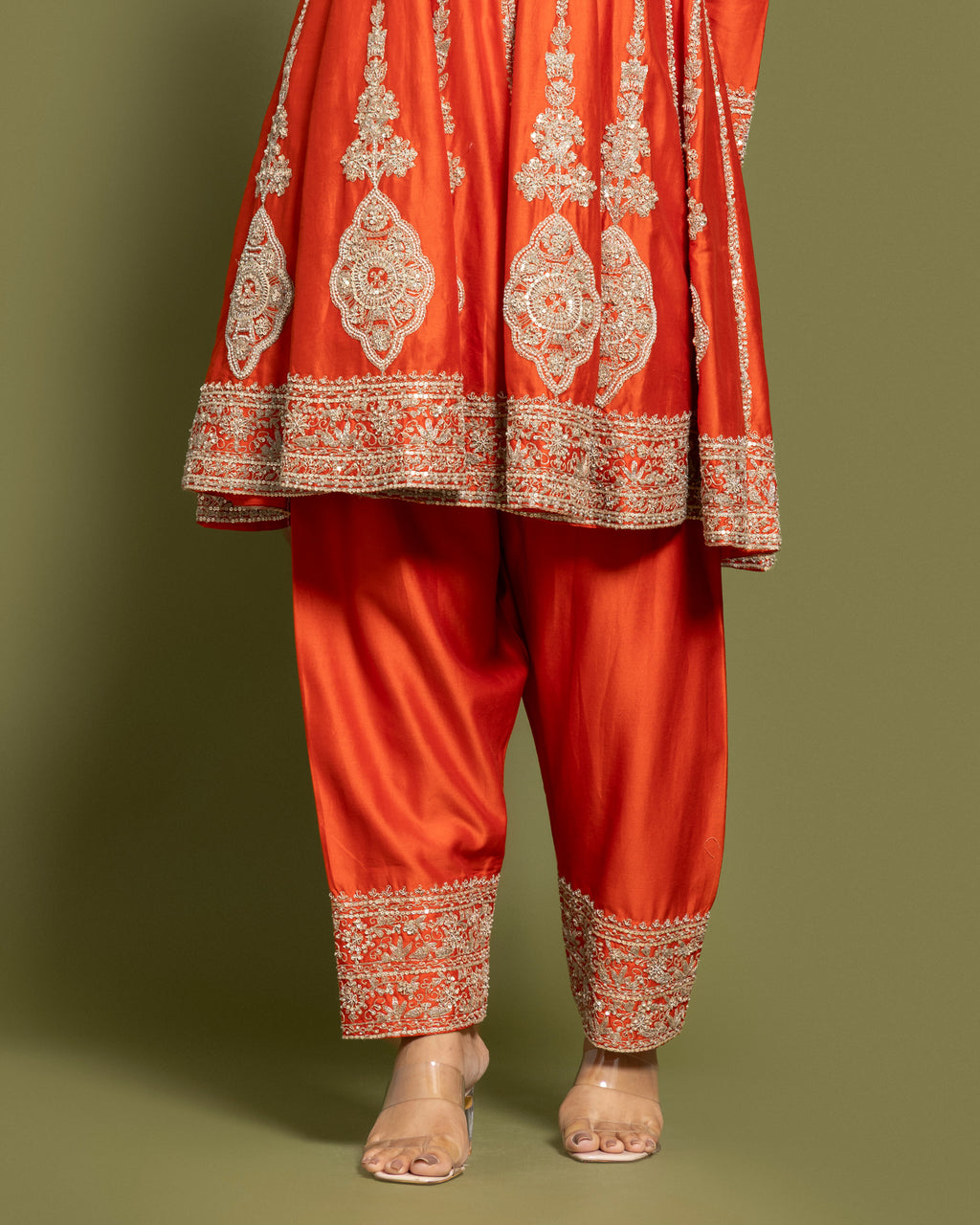 TANGERINE RUST FARSI SALWAR SUIT SET