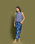 INDIGO AND RANI BANDHEJ DHOTI PANTS SET