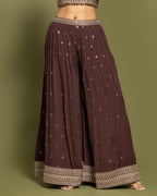 COFFEE BROWN AJRAKH PRINT CROP TOP & PALAZZO ENSEMBLE