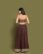 COFFEE BROWN AJRAKH PRINT CROP TOP & PALAZZO ENSEMBLE
