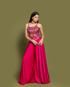 RANI PINK IKAT PATOLA CORSET ENSEMBLE