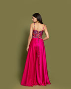 RANI PINK IKAT PATOLA CORSET ENSEMBLE