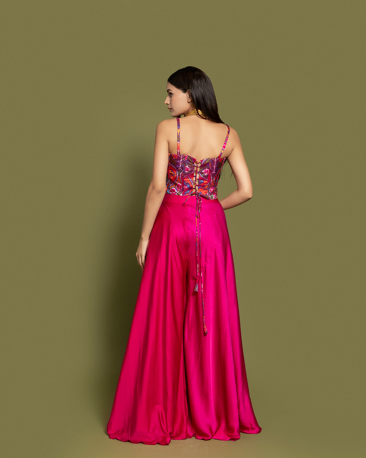 RANI PINK IKAT PATOLA CORSET ENSEMBLE