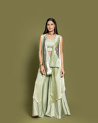 SAGE GREEN EMBELLISHED FUSION ENSEMBLE