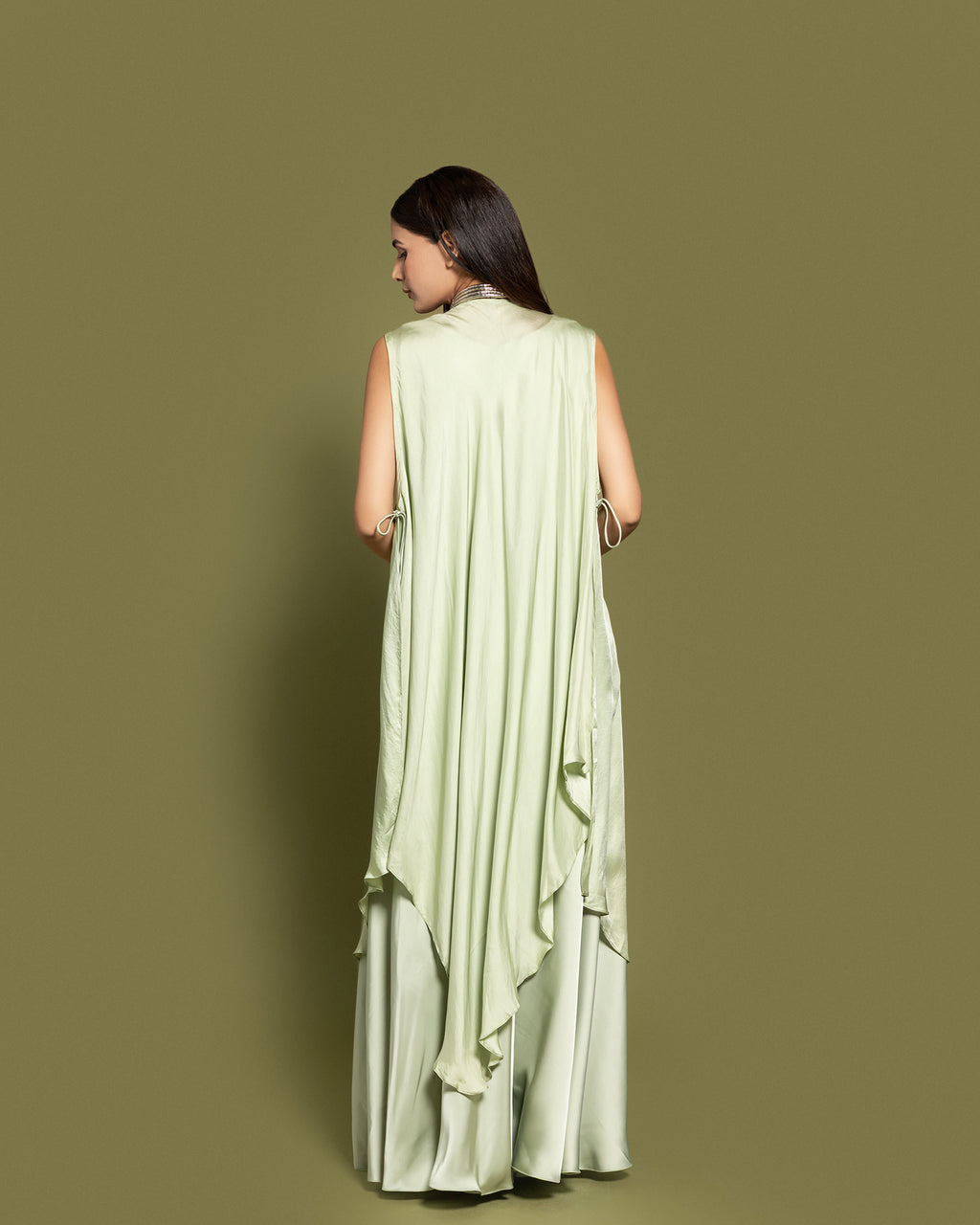 SAGE GREEN EMBELLISHED FUSION ENSEMBLE