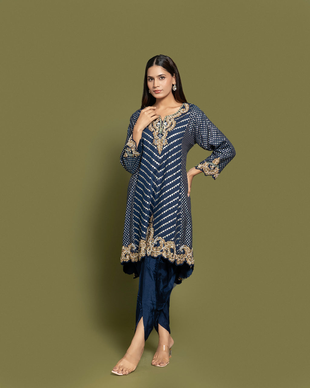 INK BLUE BANARASI SILK SUIT SET