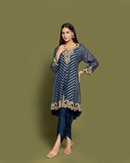INK BLUE BANARASI SILK SUIT SET