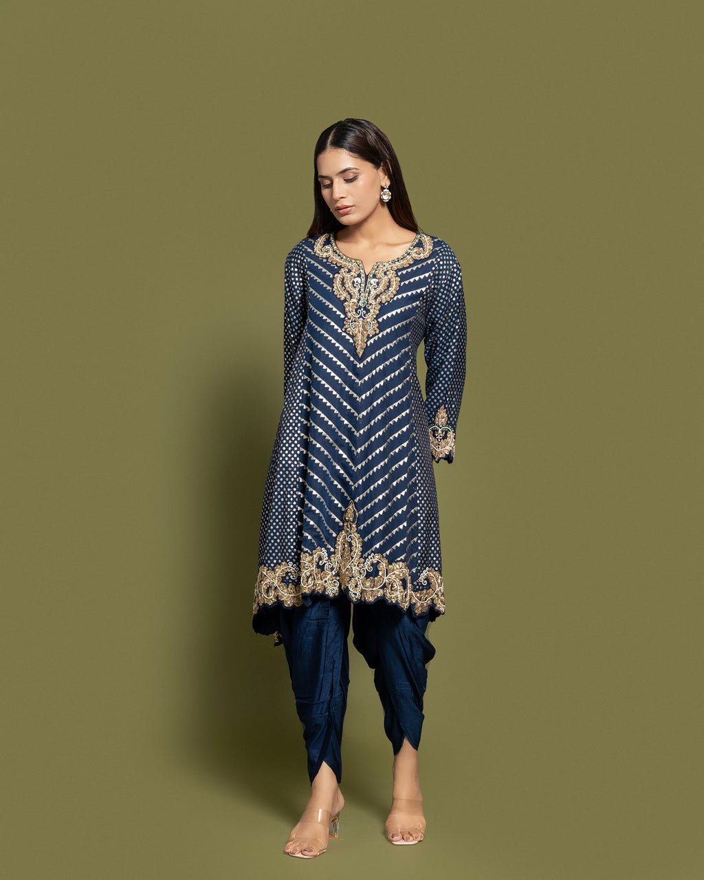 INK BLUE BANARASI SILK SUIT SET