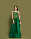 BOTTLE GREEN CORSET TOP & PALAZZO ENSEMBLE