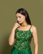 BOTTLE GREEN CORSET TOP & PALAZZO ENSEMBLE