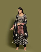 MIDNIGHT STEEL KANJEEVARAM ANARKALI SUIT SET