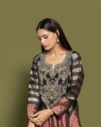 MIDNIGHT STEEL KANJEEVARAM ANARKALI SUIT SET