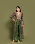 FOREST GREEN EMBROIDERED INDO-WESTERN ENSEMBLE