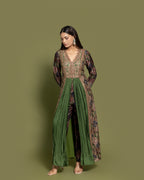 FOREST GREEN EMBROIDERED INDO-WESTERN ENSEMBLE
