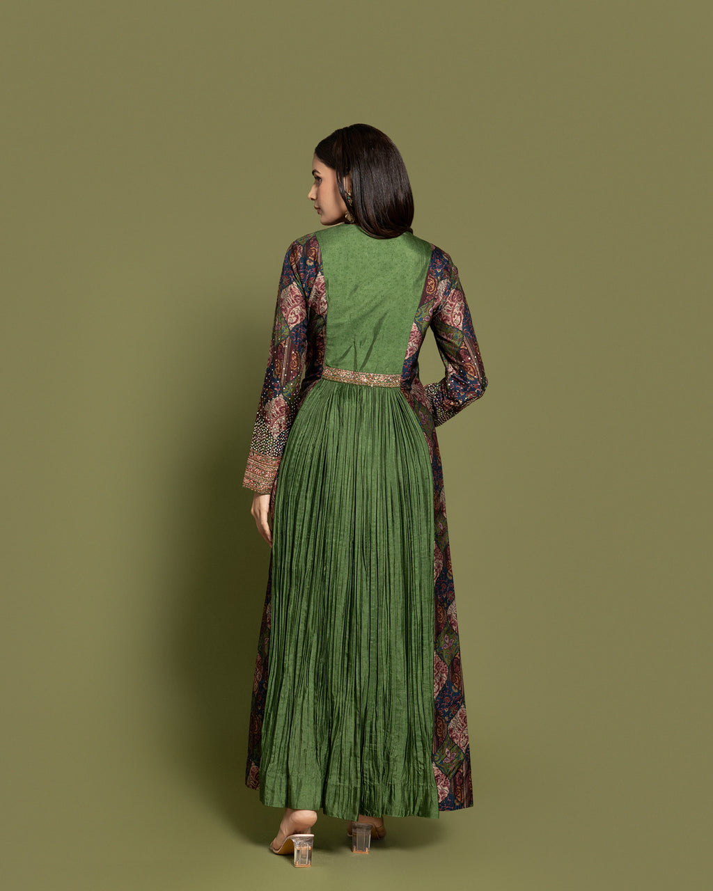 FOREST GREEN EMBROIDERED INDO-WESTERN ENSEMBLE