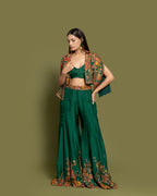 EMERALD CAPE-JACKET & PALAZZO ENSEMBLE