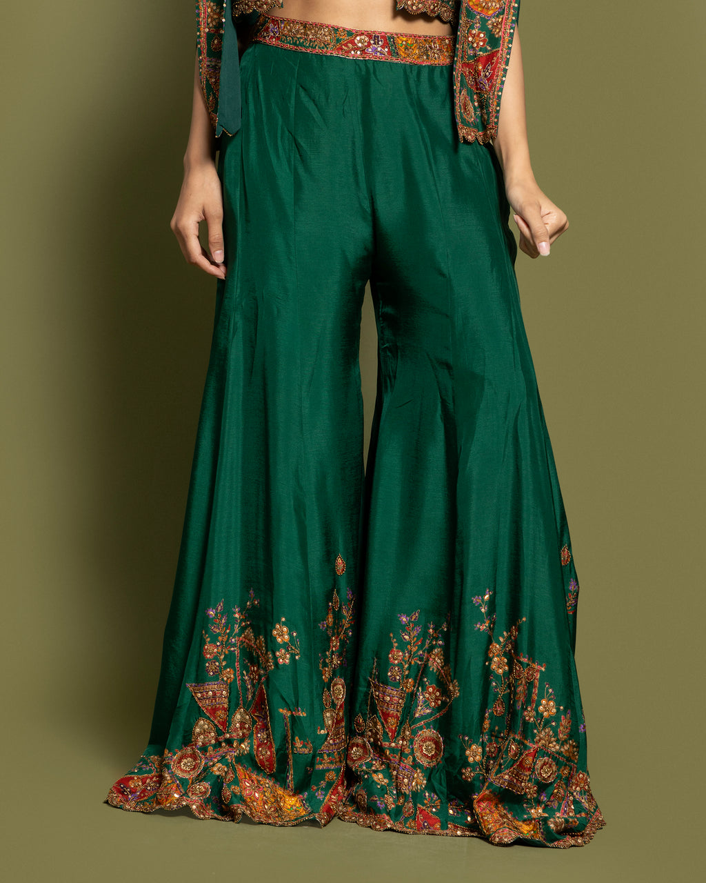 EMERALD CAPE-JACKET & PALAZZO ENSEMBLE