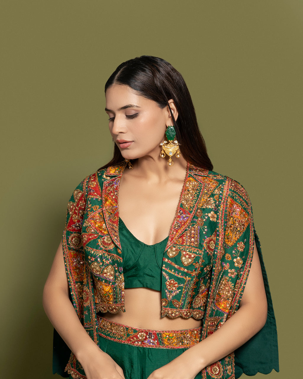 EMERALD CAPE-JACKET & PALAZZO ENSEMBLE