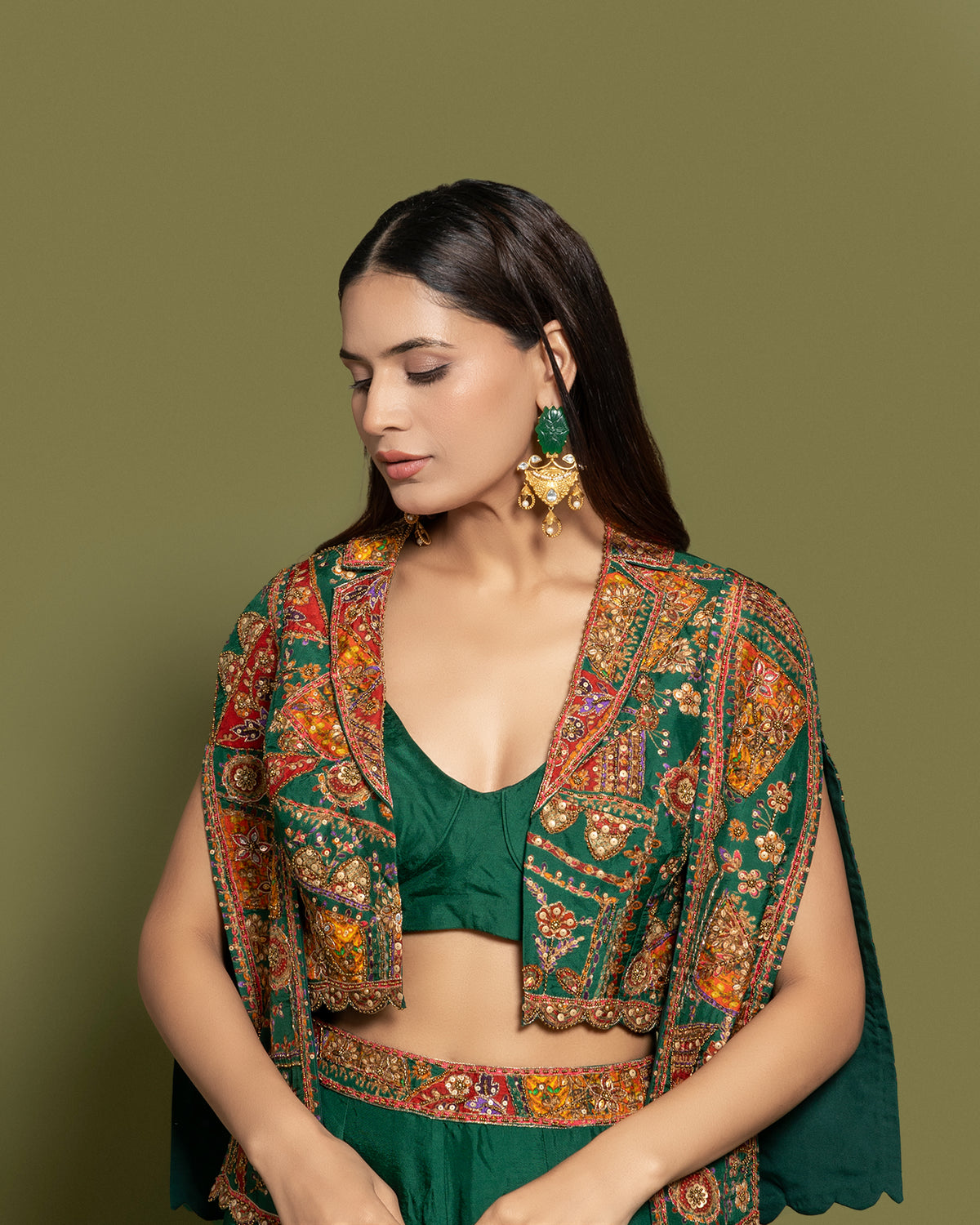 EMERALD CAPE-JACKET & PALAZZO ENSEMBLE