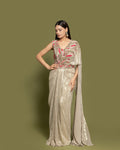METALLIC BEIGE PRE-DRAPED SAREE