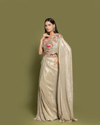 METALLIC BEIGE PRE-DRAPED SAREE