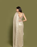 METALLIC BEIGE PRE-DRAPED SAREE