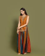 RUST EMBROIDERED PALAZZO SET