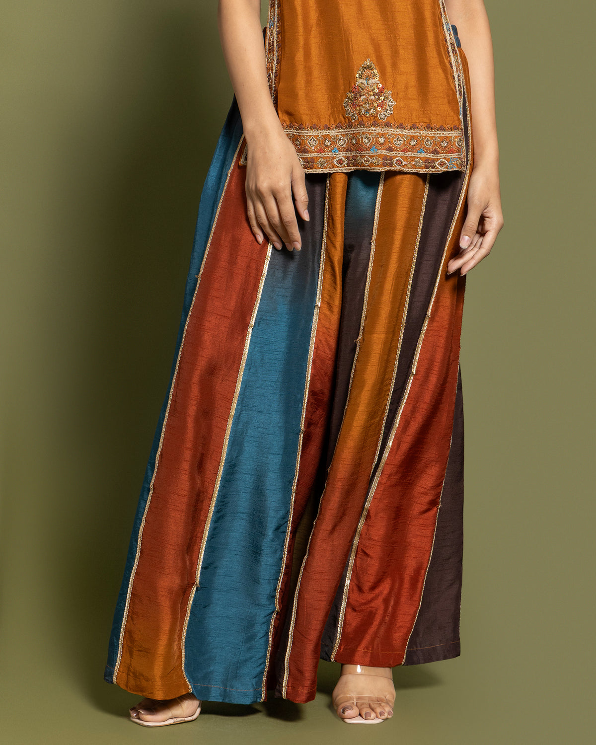 RUST EMBROIDERED PALAZZO SET