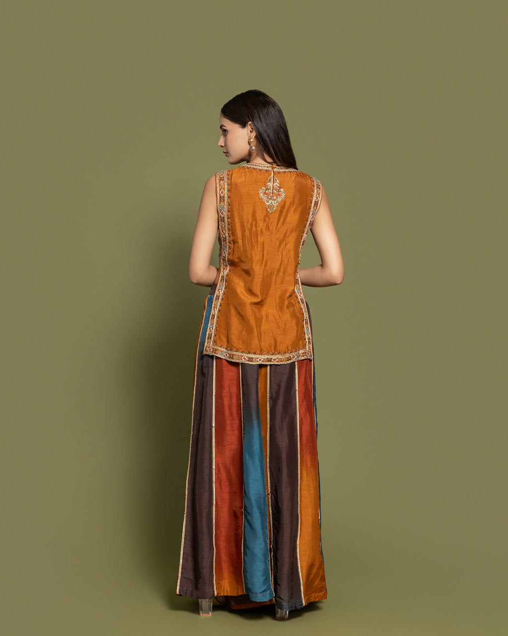 RUST EMBROIDERED PALAZZO SET
