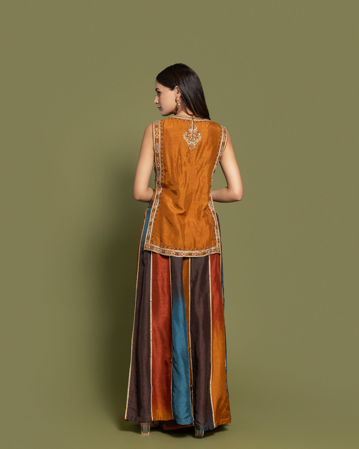 RUST EMBROIDERED PALAZZO SET