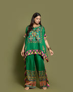 BOTTLE GREEN KAFTAN PALAZZO SET