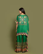 BOTTLE GREEN KAFTAN PALAZZO SET