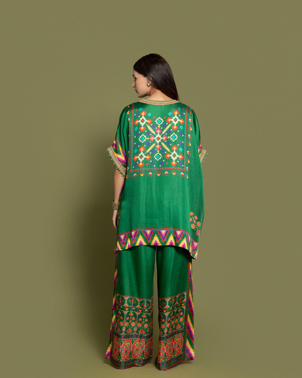 BOTTLE GREEN KAFTAN PALAZZO SET