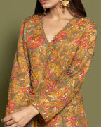 MUSTARD YELLOW EMBELLISHED FUSION ENSEMBLE
