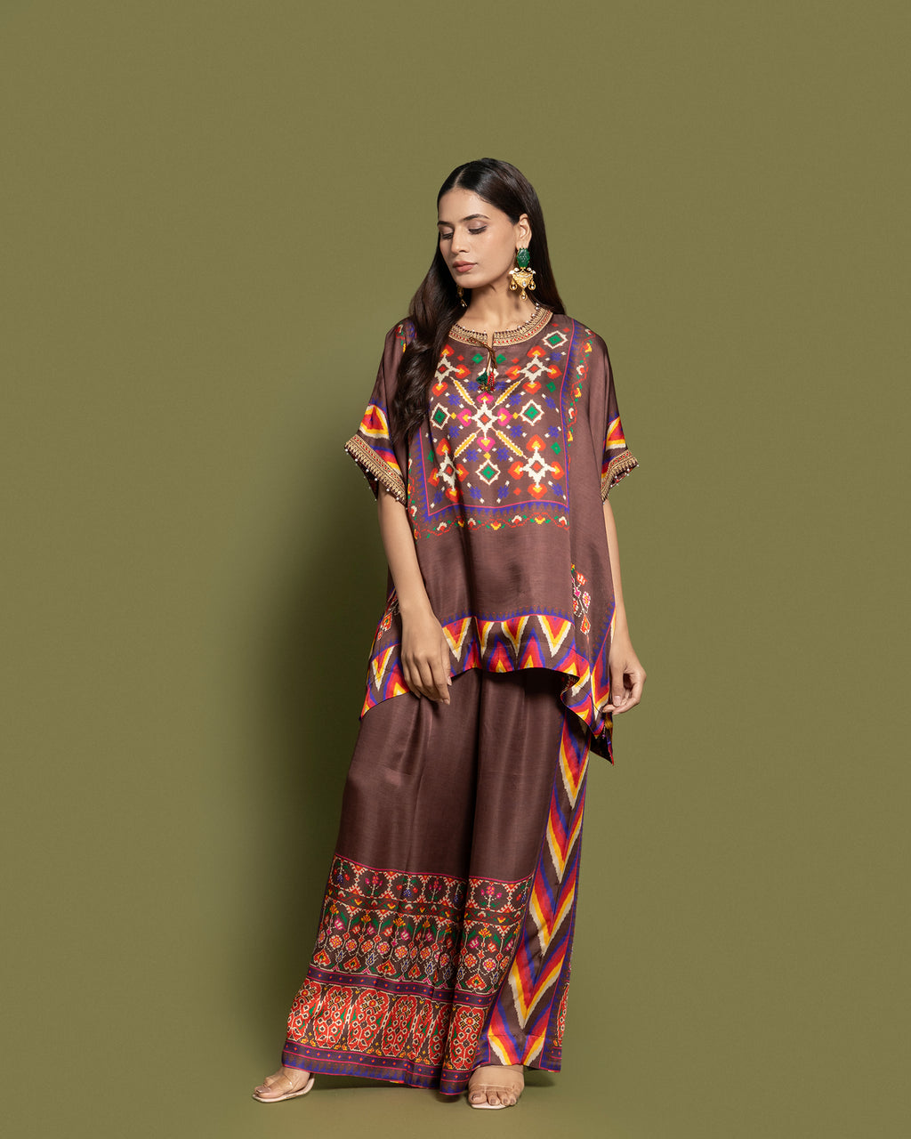 MOCHA BROWN KAFTAN PALAZZO SET