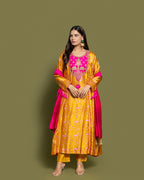 MUSTARD SOFT SILK ANARKALI SET