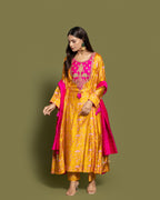 MUSTARD SOFT SILK ANARKALI SET