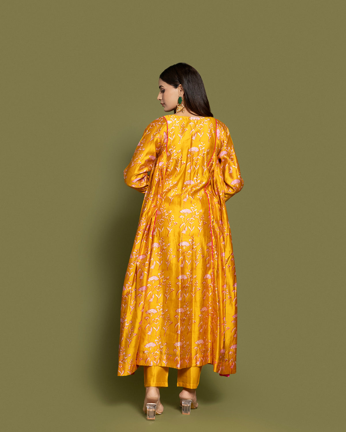 MUSTARD SOFT SILK ANARKALI SET