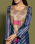 NAVY BLUE PRINTED ANARKALI SET