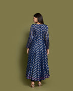 NAVY BLUE PRINTED ANARKALI SET