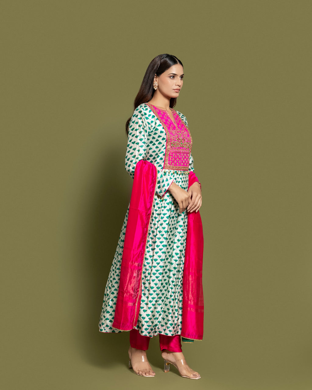 BLOCK PRINT ANARKALI SET