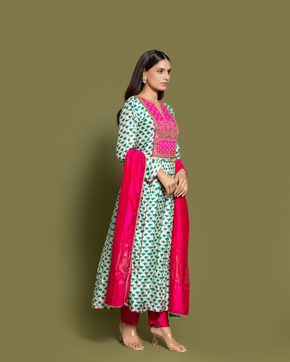 BLOCK PRINT ANARKALI SET