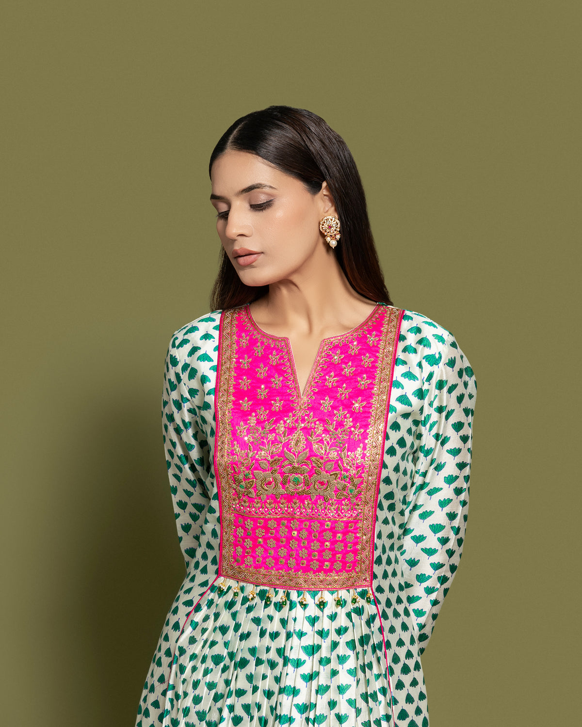 BLOCK PRINT ANARKALI SET