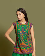 EMERALD RESHAM TUNIC SKIRT SET WITH DUPATTA
