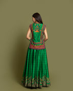 EMERALD RESHAM TUNIC SKIRT SET WITH DUPATTA