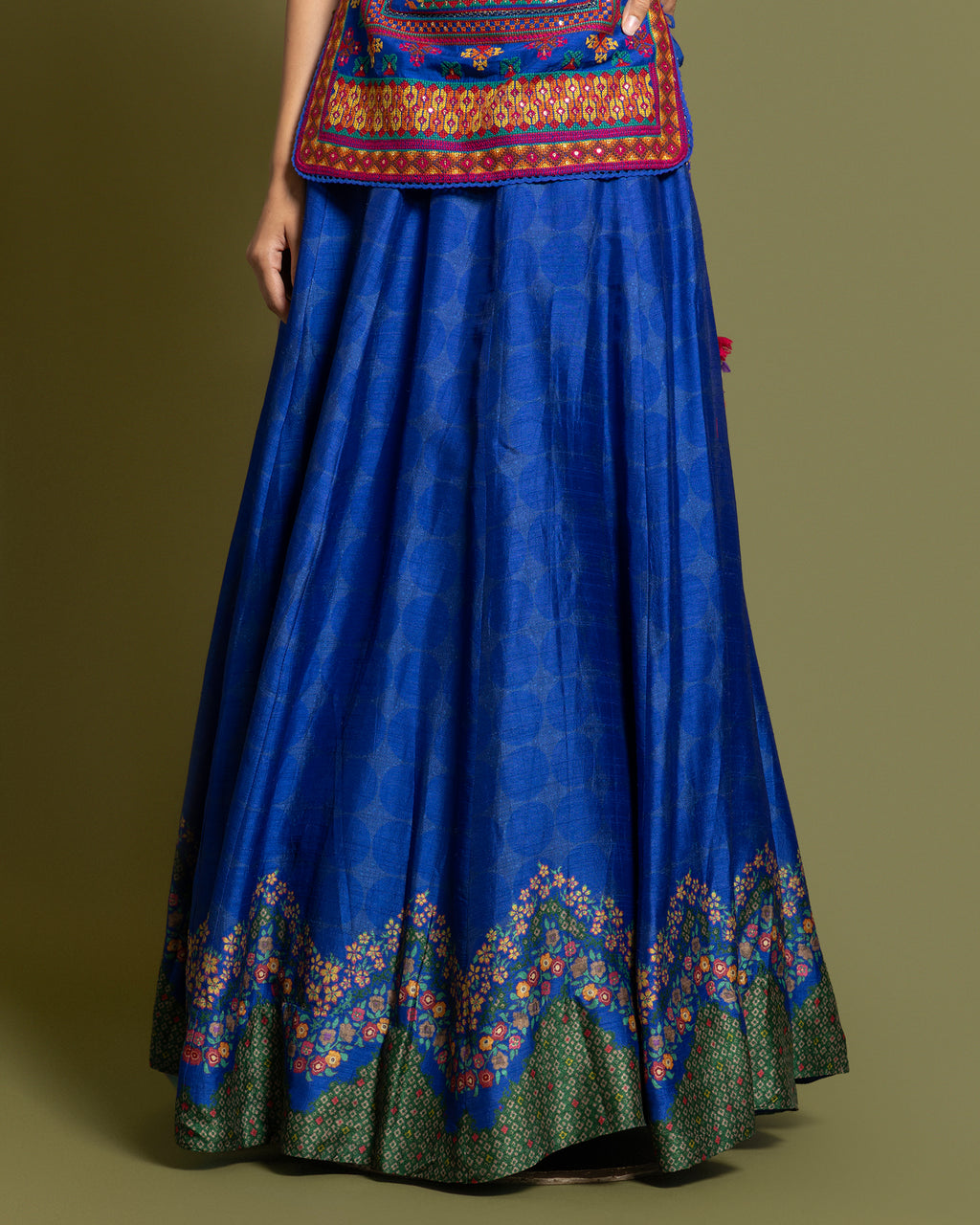 COBALT RESHAM TUNIC SKIRT SET WITH DUPATTA